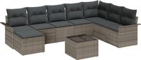 vidaXL Tuinbank Set 9-delig Polyrattan Grijs