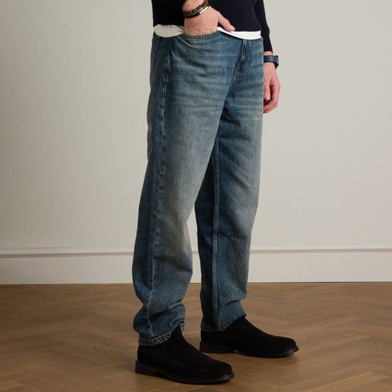 Manfield Zwarte suède chelsea boots - Maat 47