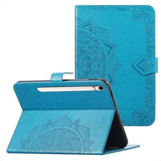 imoshion Tablet Hoes - Geschikt voor Samsung Galaxy Tab S10 FE / Galaxy Tab S9 11.0 inch FE / Galaxy Tab S9 11.0 inch / Galaxy Tab S10 Lite - Mandala tablet Bookcase - Turquoise