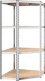 vidaXL Hoekrek - 4-laags - staal - en - bewerkt - hout - zilverkleurig