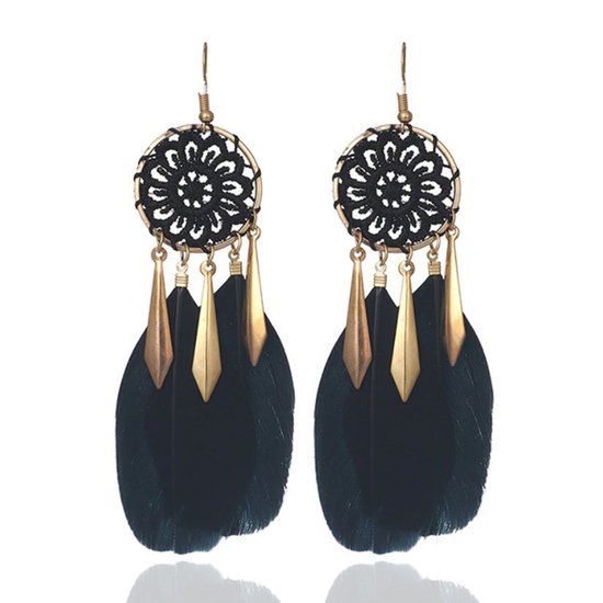 Deja Jewels Lookinggoodtoday Veer Oorbellen Zwart - Dromenvanger
