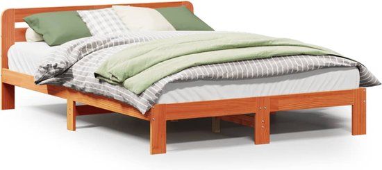vidaXL Bedframe Massief Grenenhout Wasbruin 120x200 cm