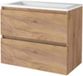 Basic Line Start 46 Badkamermeubelset - 80 x 46 cm - Greeploos - 2 Lades - Acryl Wastafel - 1 Kraangat - Whisky Oak