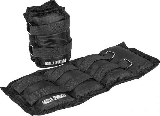 Gorilla Sports Enkelgewichten - 4 kg (2 x 2 kg) - Set van 2 - Zwart