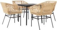 vidaXL 5-delige Tuinset met Kussens, Bruin, Polyrotan, Glas