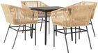 vidaXL Ensemble de jardin 5 pièces avec coussins, marron, polyrotin, verre