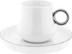 Mulex, set de 12 tasses à cappuccino avec soucoupe, porcelaine. Set à cappuccino, 100 ml, blanc/argent