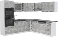 Vicco Hoekkeuken R-Line, Beton/Wit, 247 x 237 cm, WB Antraciet