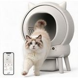 Litière Chat Autonettoyante - Bac À Litière Automatique - Design Capsule Spatiale Avec Écran Numérique Et Bac À Déchets - Pour Multi-chats - 57,5 X 58,5 X 33,5 Cm - Blanc