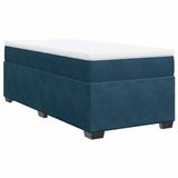 vidaXL Boxspring met matras, fluweel, donkerblauw, 90x200 cm