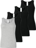 Schiesser Onderhemd Modern Multipacks Zwart/Grijs Dames 4 Stuks