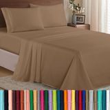 Elegant Comfort 4-delige beddengoedset met 1500 draadtelling, luxe, zacht, zijdeachtig, Egyptische kwaliteit, comfortabel, voor tweepersoonsbedden, taupe