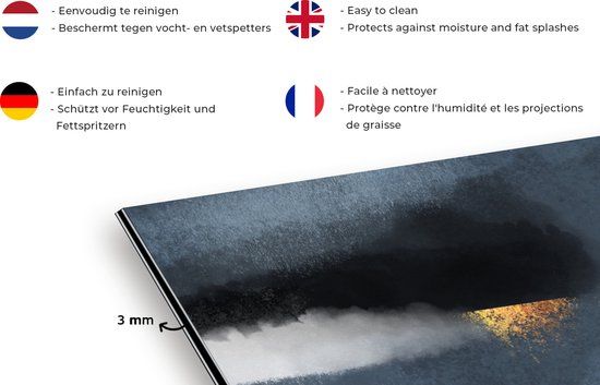 KitchenYeah Spatscherm keuken - Wolken - Abstract - Design - Goud - 120x60 cm - Aluminium