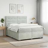vidaXL Boxspringbed met matras, lichtgrijs, 200 x 200 cm, fluweel