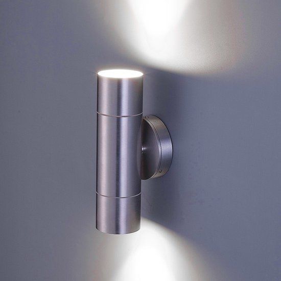 HOFTRONIC Dax LED Wandlamp RVS IP65 4000K Neutraal Wit Dimbaar Up Down