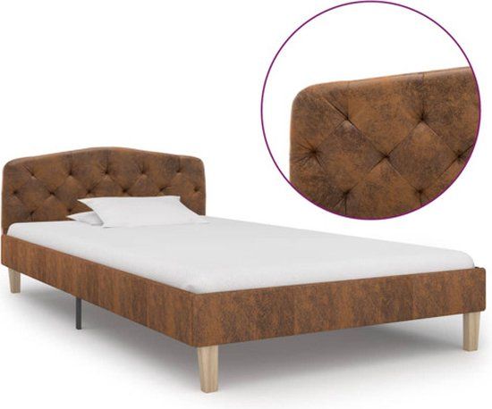 vidaXL Bedframe Kunstsuède Bruin 90x200 cm