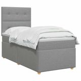 vidaXL Boxspringbed met matras, lichtgrijs, 90 x 200 cm, stof