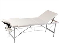vidaXL Table de massage pliable 3 zones avec cadre en aluminium (crème)