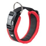 Ferplast Hondenhalsband GENIUS C20/43, reflecterend, ademend, verstelbaar, snelsluiting, magnetische sluiting, halsband voor middelgrote honden, zachte voering, rood