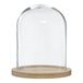 Atmosphera Home decoratie glazen stolp op houten plateau - glas/lichtbruin - D23 x H29.5 cm - Woonaccessoires