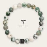 MEN OF MERCURY® Natuursteen Armband Heren - Tree Grain Agate - Boomkorrel Agaat - Bescherming & Balans - Spirituele betekenis - 21cm omtrek - Edelstenen - Kralen - Mannen
