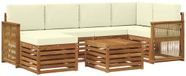 vidaXL Hoek loungeset 6-delig Acaciahout Naturel et Crème
