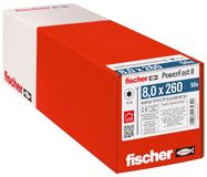 fischer 568158 CTP 8,0 x 260, 50 STK. PowerFast II houtschroef, zilver