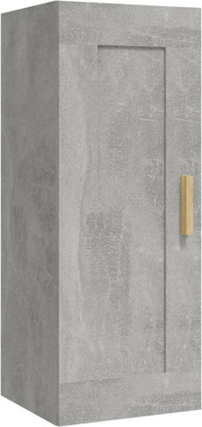 vidaXL Wandkast 35x34x90 cm bewerkt hout betongrijs