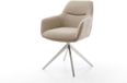 Chaise de salle à manger Pejo-Flex piètement croisé large acier inoxydable mélange de matériaux mud pivotant à 360° noyau à ressorts ensachés