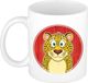 Bellatio Decorations Shoppartners Bv Luipaard mok - wit - keramiek - 300 ml - kinder beker luipaard