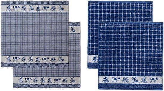 DDDDD Dutchie - Theedoeken & Keukendoeken Set - 4 Stuks - Blauw - Katoen