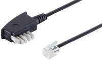1aTTack.de 1x 6m - Zwarte TAE-N naar RJ11 6/4 platte telefoonkabel, compatibel met Philips