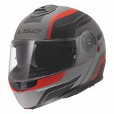 LS2 FF908 Strobe II Casque modulable Monza Noir mat Gris Rouge