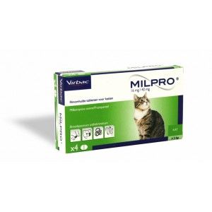 VIRBAC Milpro Grote Kat 4 Tabletten