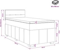 vidaXL Lit boxspring avec matelas, gris foncé, 90 x 190 cm, tissu