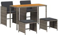 vidaXL 5-delige Tuinset met kussens poly rattan grijs