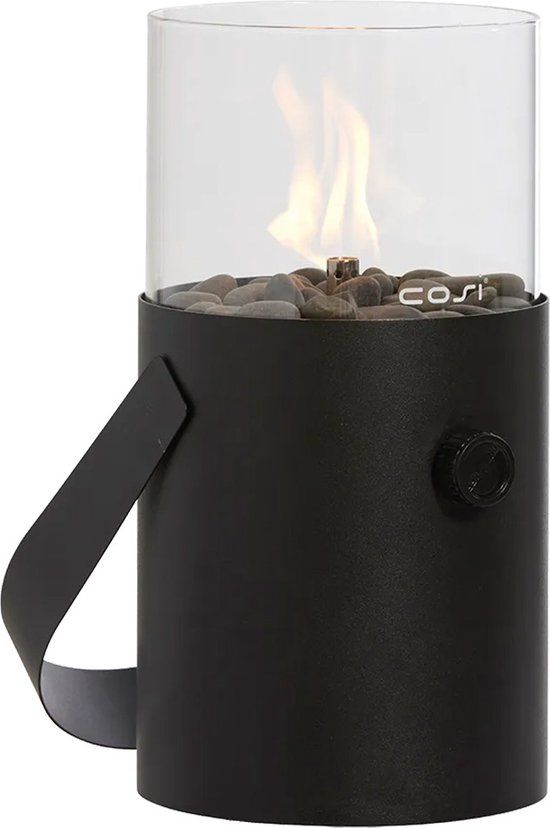 Cosi Cosiscoop Original Black Gas Lantern - Outdoor & Indoor Tabletop Fireplace - 300W - Black