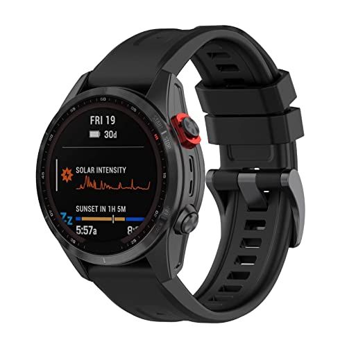 FTRONGRT 22mm Silicone Watch Band for Garmin Epix Gen 2 - Black