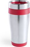 Merkloos / Sans marque Makito Western Europe Warmhoudbeker/thermos isoleer koffiebeker/mok - RVS - zilver/rood - 450 ml - Reisbeker