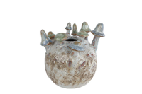 Vaas Mushroom creme/de pannen voor aardew 12x12x14cm