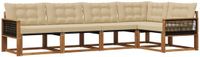 vidaXL Hoek loungeset 5 zitplaatsen Natuurlijk en beige Acacia hout