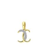 Lucardi Dames alfabet hanger met diamant (0,03ct) - Hanger - Cadeau - 14 Karaat Goud - Geelgoud