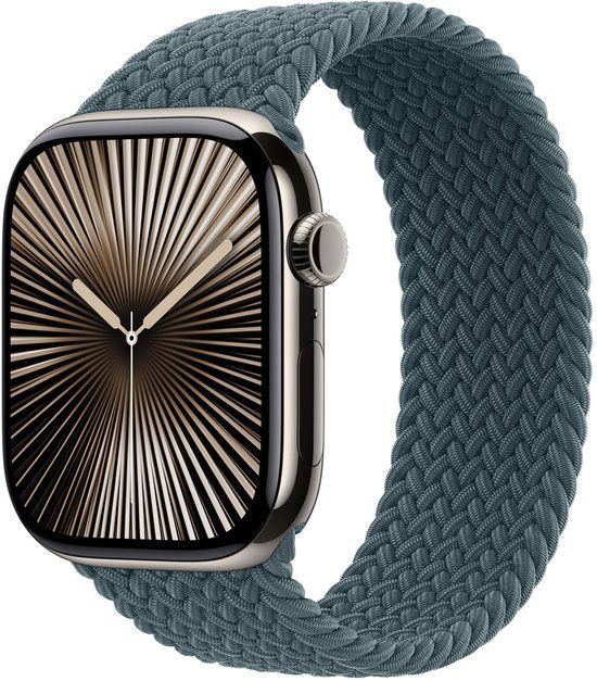 Apple Gevlochten solobandje voor de Apple Watch | 44/45/46/49 mm - Maat 5 - Lake Green