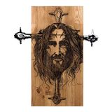 Elegant decoratief houten wandaccessoire, zwart en walnoot, 48 x 57,5 cm, 100% metalen frame (1,2 mm) en massief hout (3 cm), perfect voor moderne decoratie