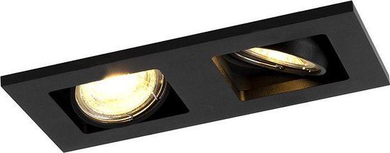 QAZQA Qure - Modern Recessed Spot - 2 Lights - L 19 cm - Black