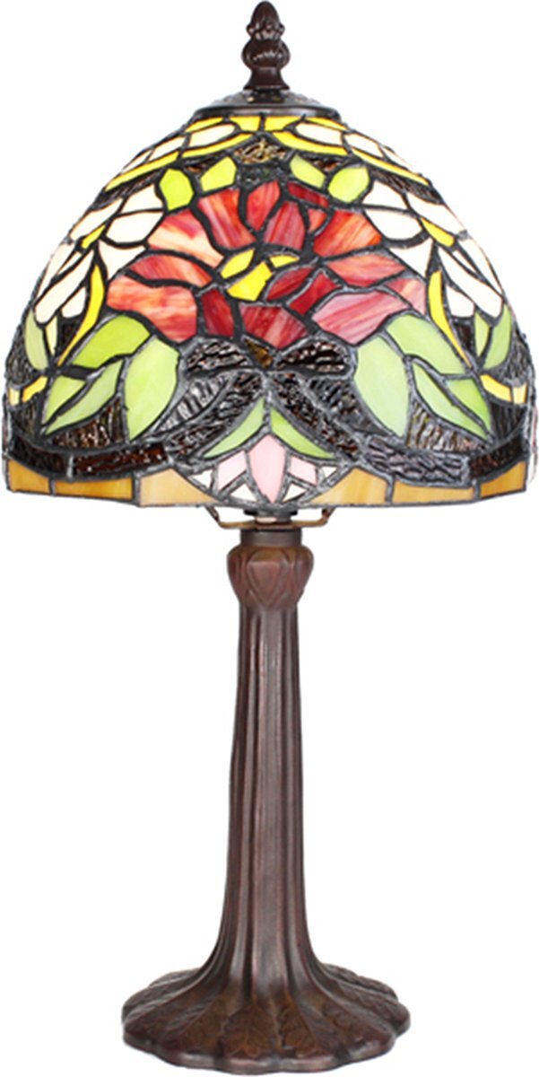 Lumilamp Tiffany Tafellamp Ø 20x36 cm Meerkleurig Glas Kunststof Rond Tiffany Bureaulamp Tiffany Lampen Glas in Lood
