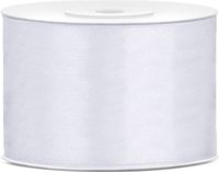 PartyDeco Cadeaulint hobby/decoratie - wit satijn - 5 cm x 25 meter