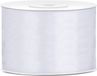 PartyDeco Cadeaulint hobby/decoratie - wit satijn - 5 cm x 25 meter