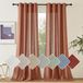 Sans marque Rideaux de salon semi-transparents en lin, style bohème, rideau à œillets, lot de 2, H 245 x L 140 cm, brun-rouge
