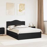 vidaXL Bedframe met lade en opslag Zwart 150 x 200 cm Ingenieurshout